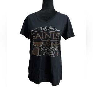 Gildan Heavy Cotton Women’s V- Neck T-Shirt “I’m A Saints & Wine Kinda Girl”